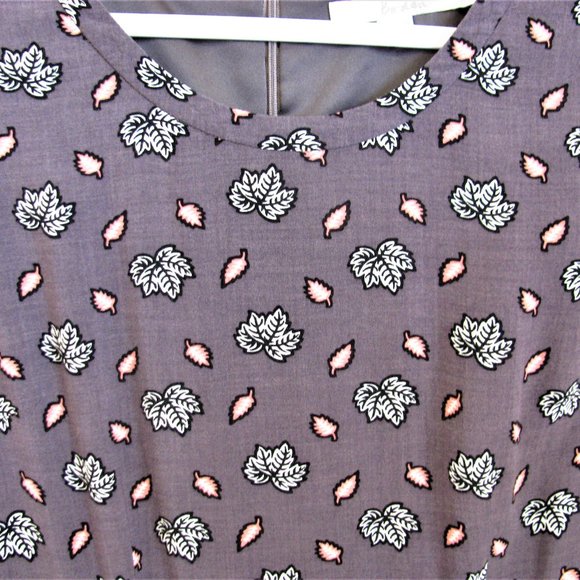 Boden Gray Maple Leaf Print Dress - Picture 2 of 7